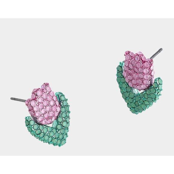 Betsey Johnson Hop To It Tulip Studs Pink Earrings NEW Flower Spring - Picture 9 of 11